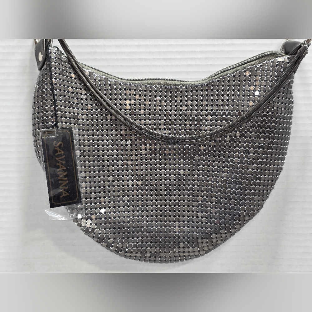 Shimmering Gunmetal Silver Evening Bag